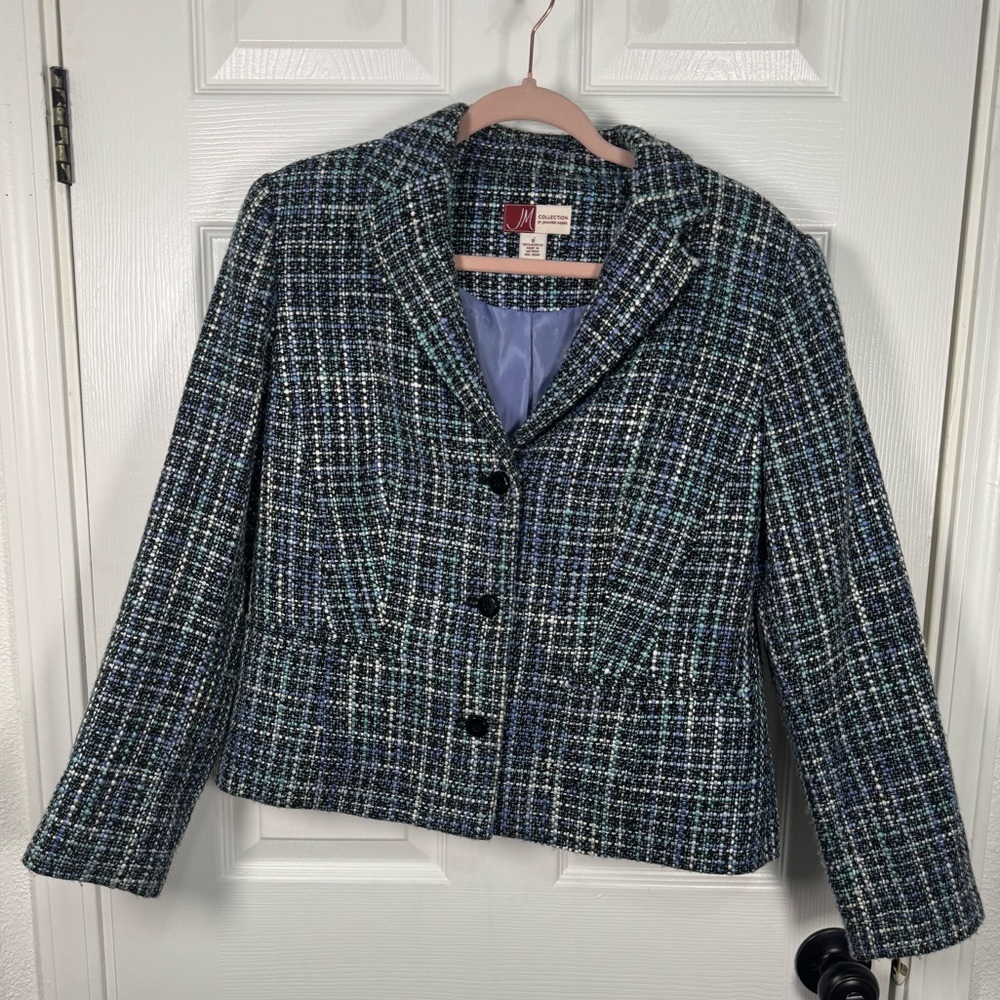 Blue, Purple, White and Black Tweed Jacket‎ - JM Collection